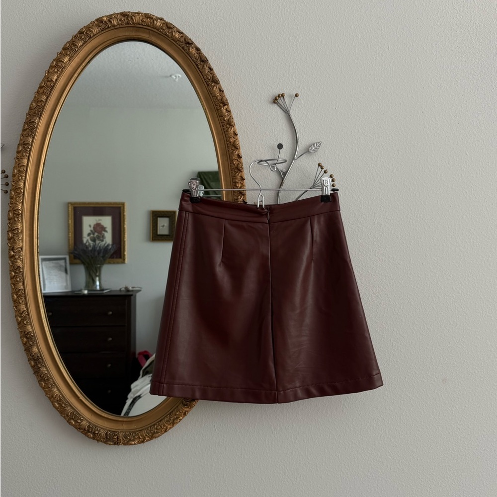 French Connection Maroon Leather Skirt